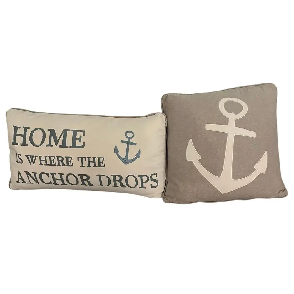 Levtex Home Provincetown 12x24 Home Is Where Anchor Drops & 15x15 Anchor Pillows